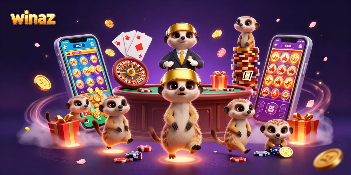winaz casino meerkats manage vibrant gambling scene with slot games and festive elements