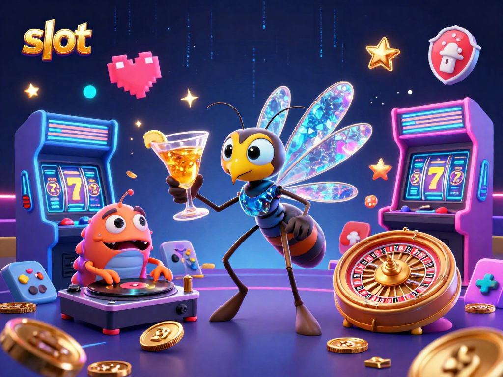 Experience thrilling slot adventures with a vibrant casino mascot scene full of gems and excitement.