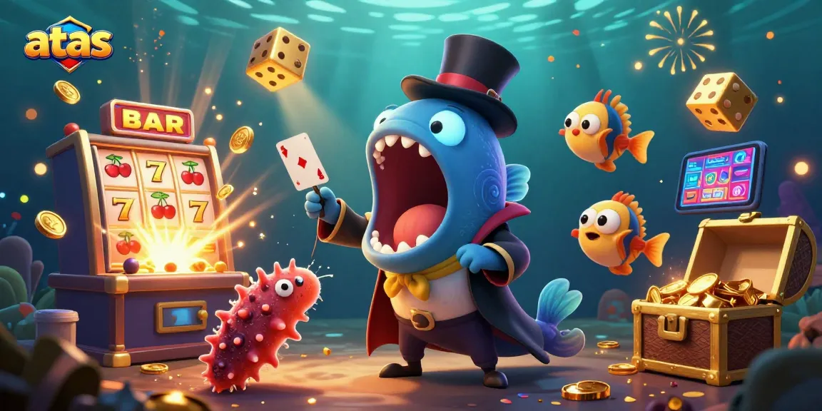 Experience the excitement of gaming at atas casino with vibrant underwater creatures performing magical tricks.