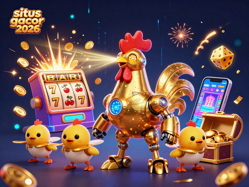 Mainkan situs gacor 2026 dengan robot ayam emas yang memancarkan cahaya laser dan mesin slot yang meledak dengan koin.