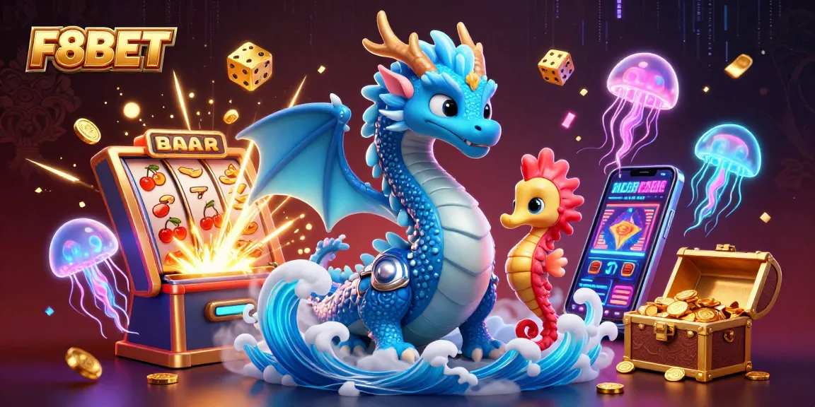 Experience exciting gameplay at F8BET with thrilling slot machines, neon jellyfish, and spectacular treasures.
