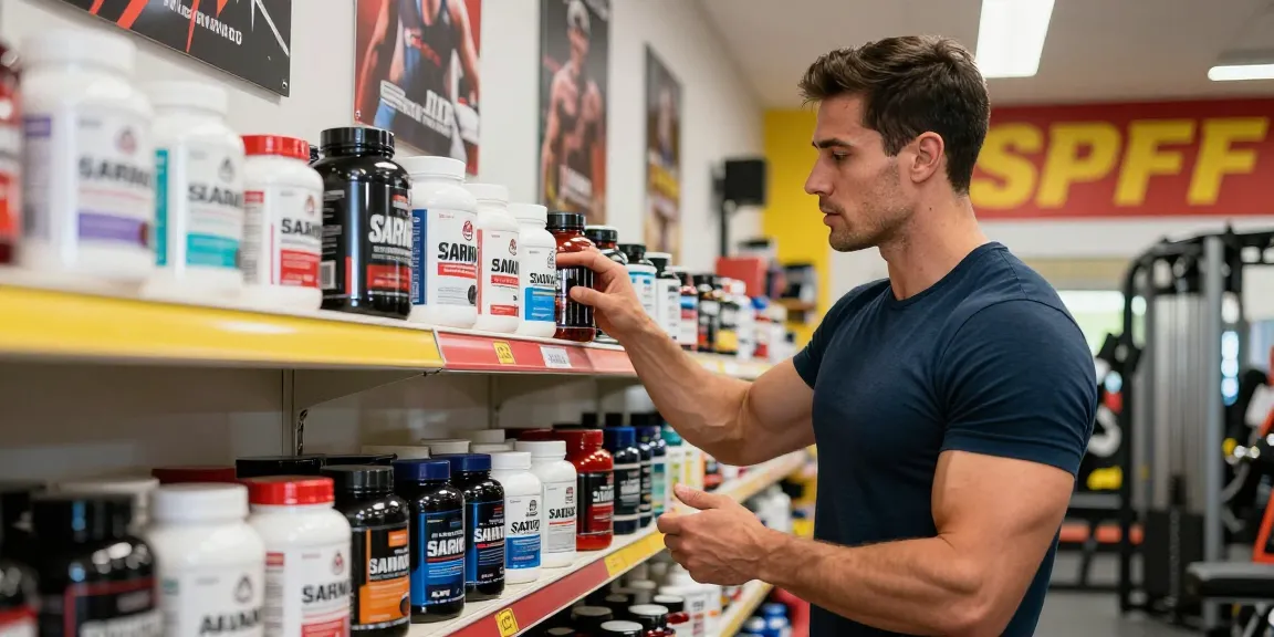 Exploring Astera Shop's range of performance-enhancing supplements in a vibrant gym environment.