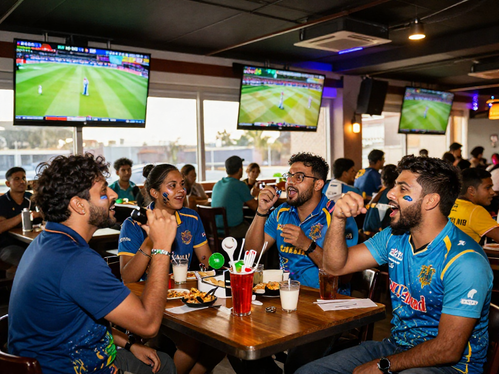 Cricfy TV brings cricket fans together in a lively sports bar, watching exciting live matches.
