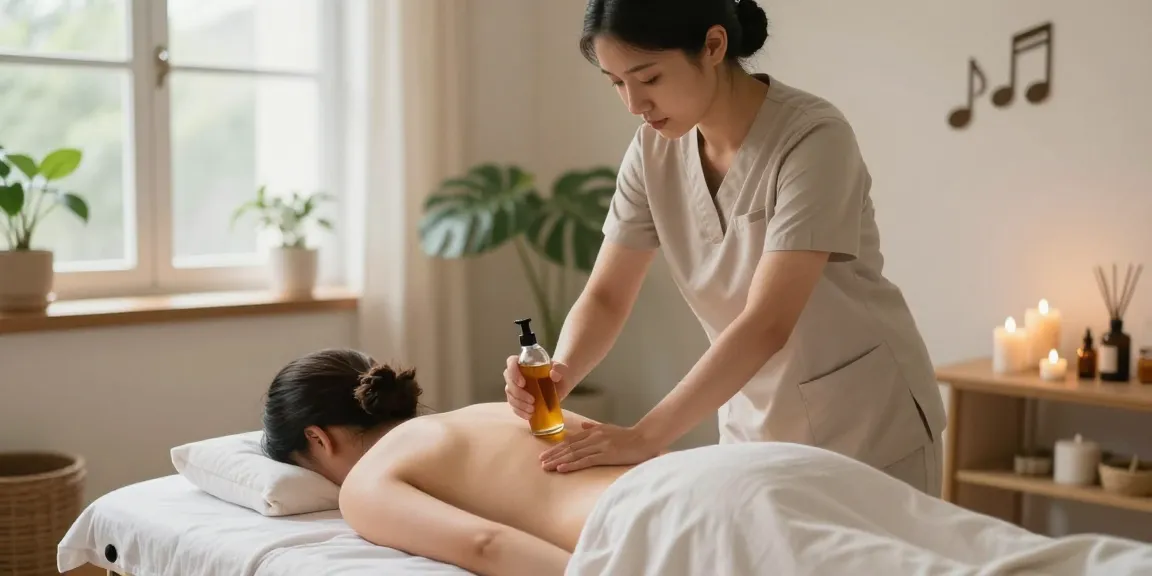부평출장안마 relaxing massage therapy in a tranquil home environment with soothing elements.
