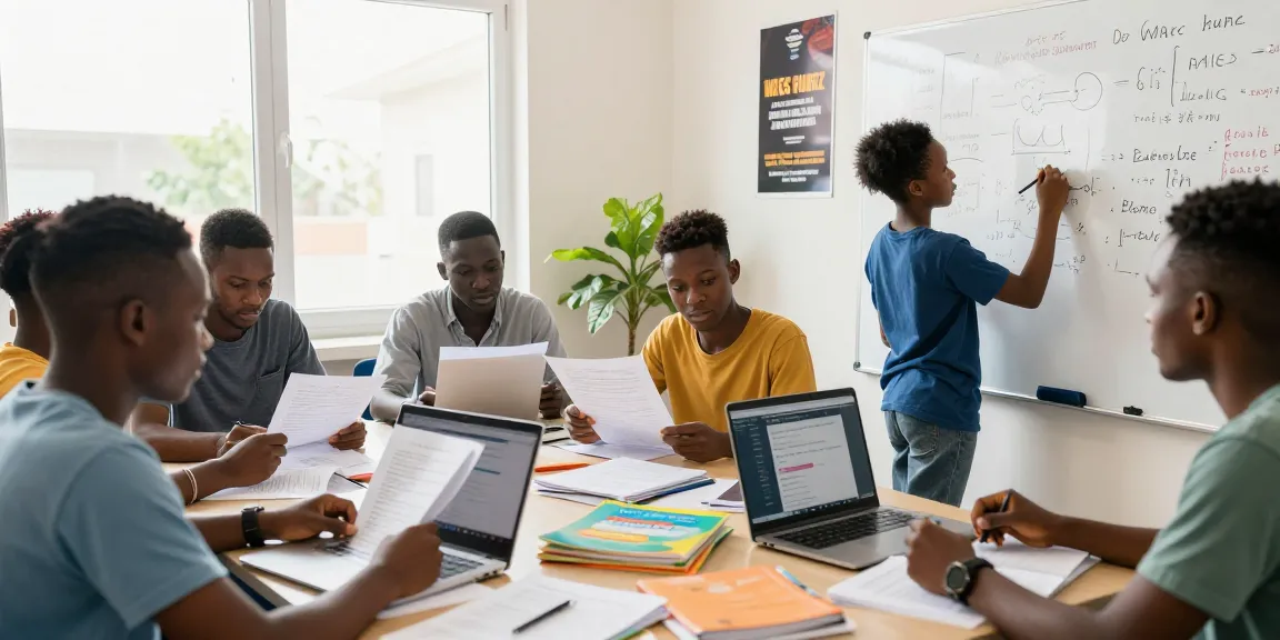 Students studying together for the 2026 waec runz with collaborative setup in an inspiring environment.