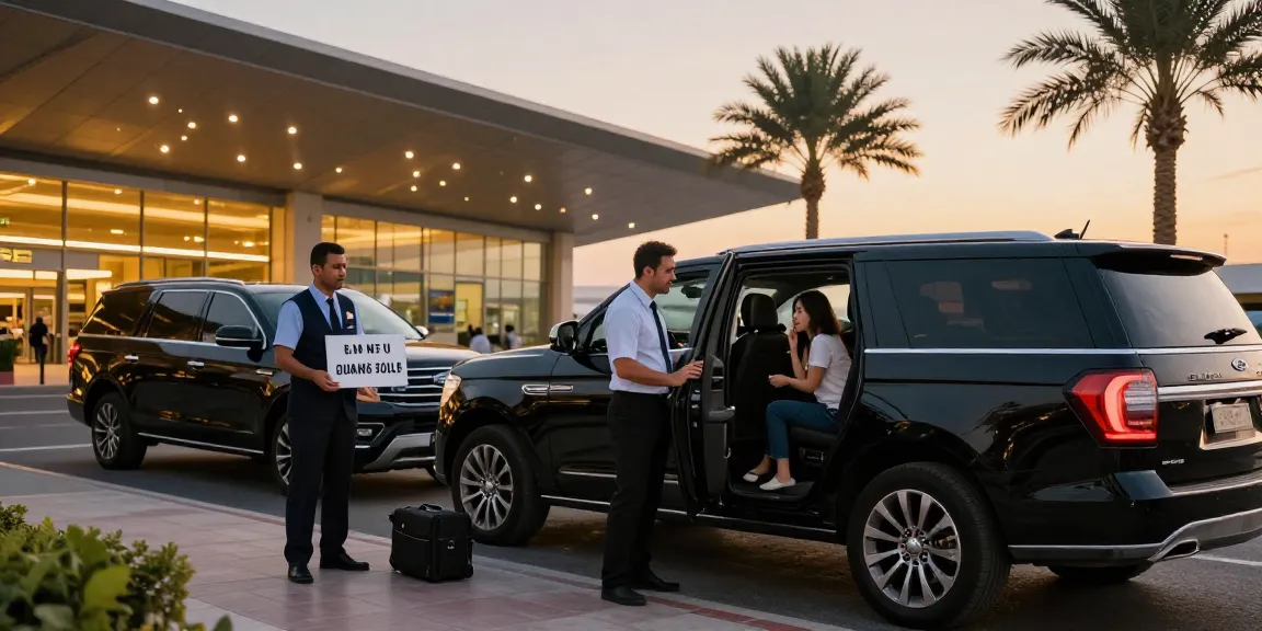airport transfers service dubai with professional chauffeur and luxury vehicle at Dubai airport