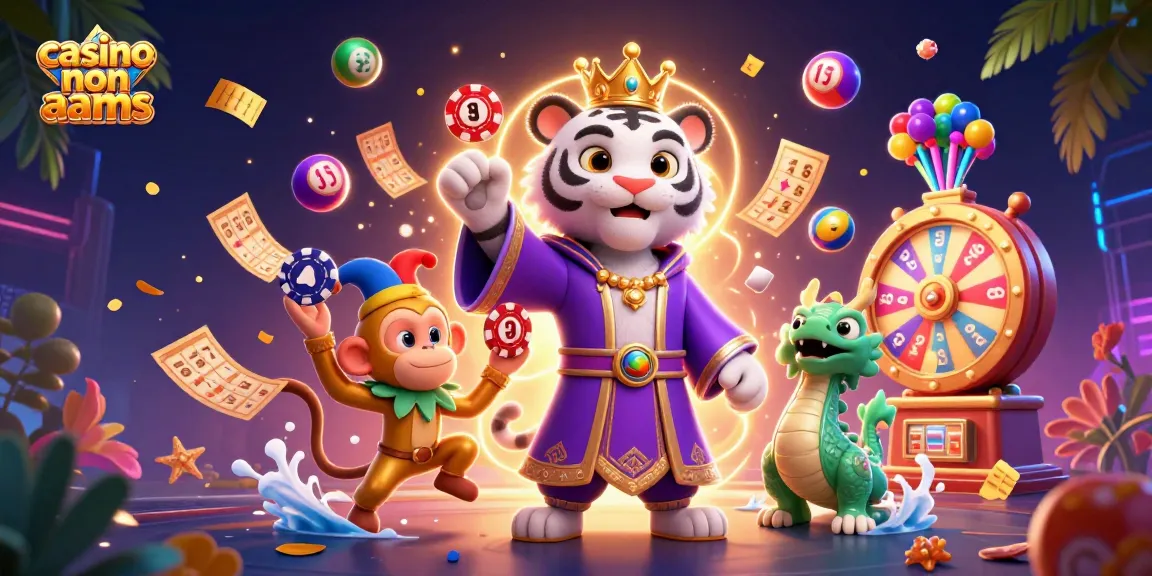 Scena coinvolgente di casino non aams che mostra una tigre reale, una scimmia giocosa e dinamici elementi di gioco.