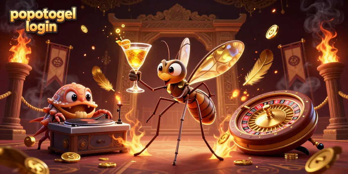Experience thrilling popotogel login action with vibrant casino characters and exciting game elements.