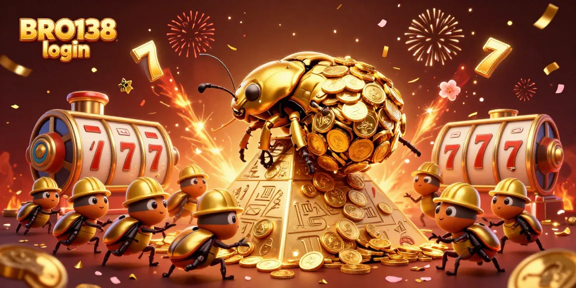 Experience the excitement of BRO138 login with vibrant casino-themed characters and golden elements in this dynamic illustration.