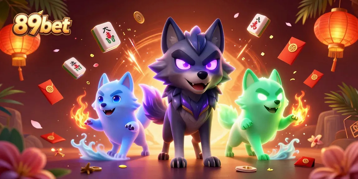 Bet big with vibrant 89bet casino adventure, showcasing animated wolves with dynamic gaming elements.