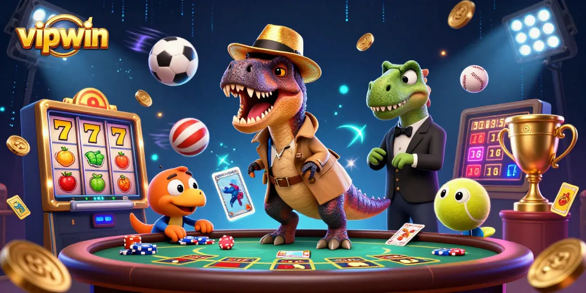 Engaging vipwin casino scene featuring a velociraptor card counter and dynamic blackjack elements.