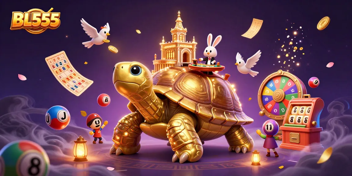 Experience thrilling games at BL555 with a vibrant casino scene showcasing lucky elements and rich visuals.