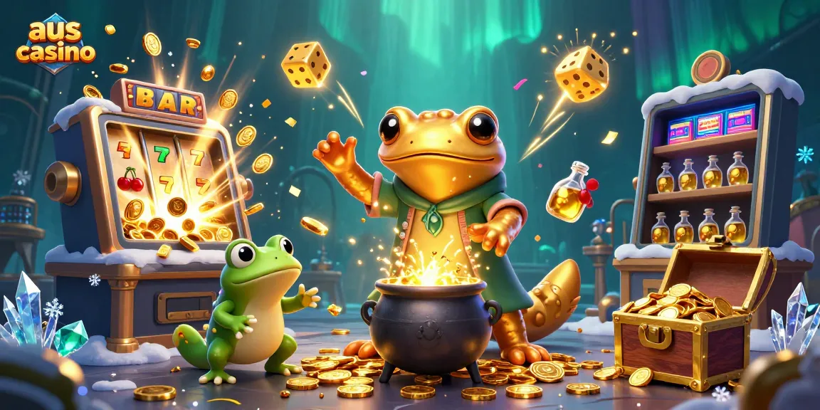 Experience the thrilling ambiance of aus casino with golden alchemist characters and vibrant game elements.