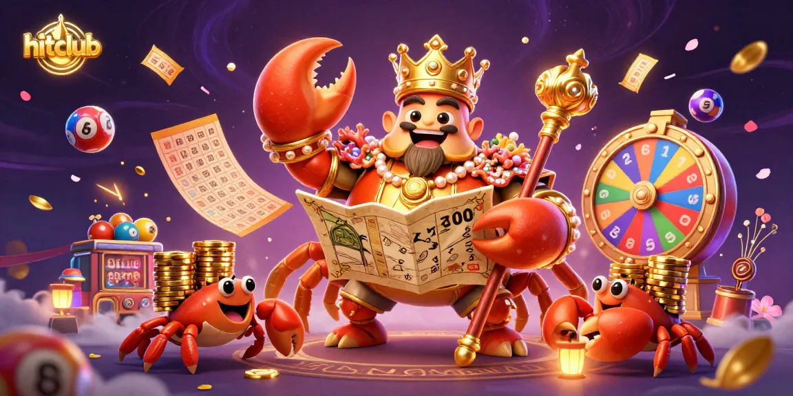 Engage in thrilling gaming at hitclub with golden crab emperor and vibrant lottery elements.