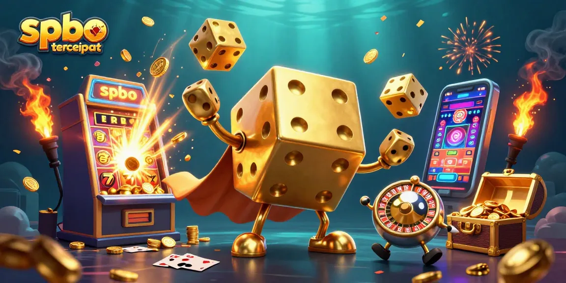 Engage with spbo tercepat through a vibrant 3D casino scene featuring dynamic golden dice and wins.