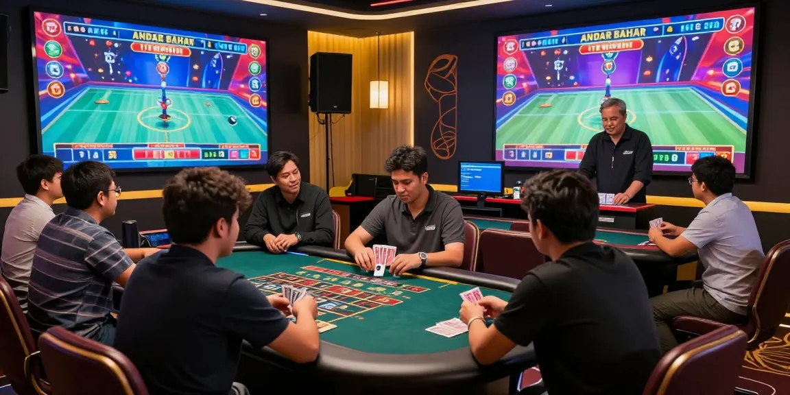 Engaging Andar Bahar live casino gaming scene with real players and vibrant screens.