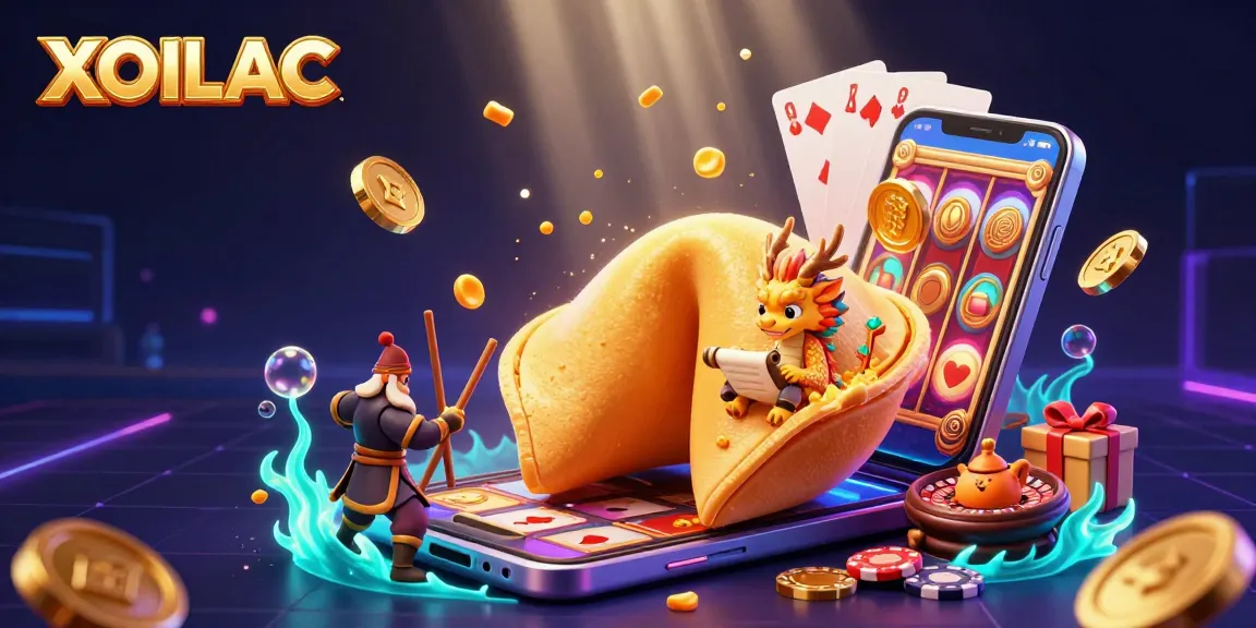 Experience thrilling gaming with XOILAC as a wise dragon explores fortunes in a dynamic casino scene.