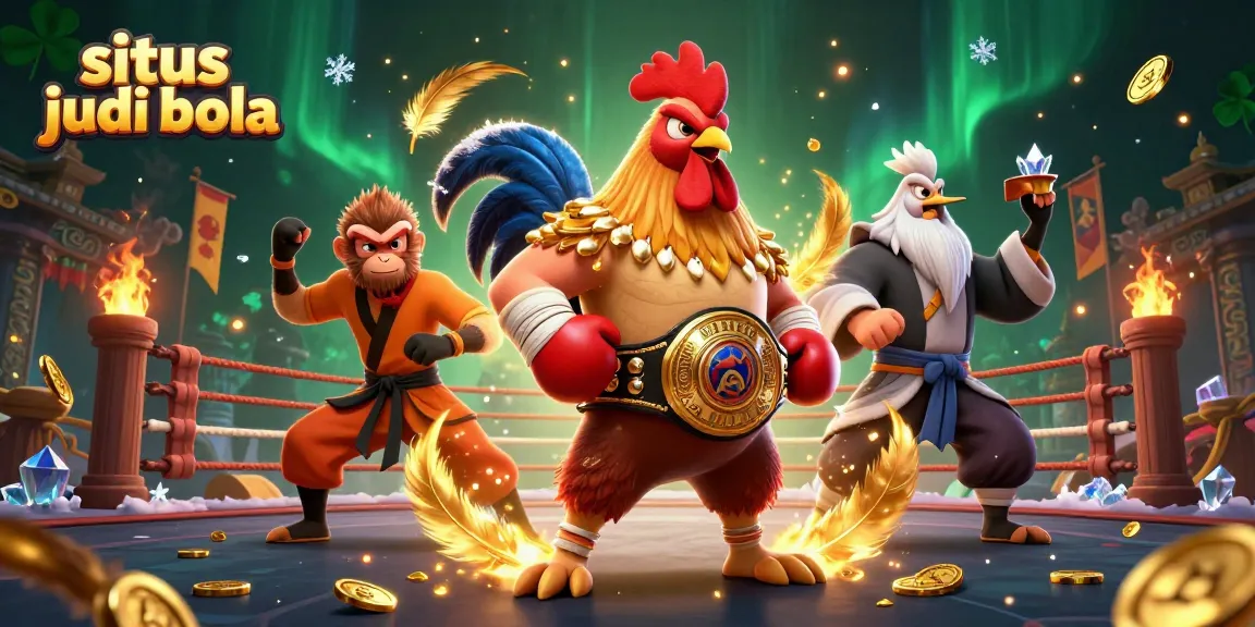 Experience thrilling sports betting action on situs judi bola, featuring vibrant cartoon characters and dynamic betting elements.