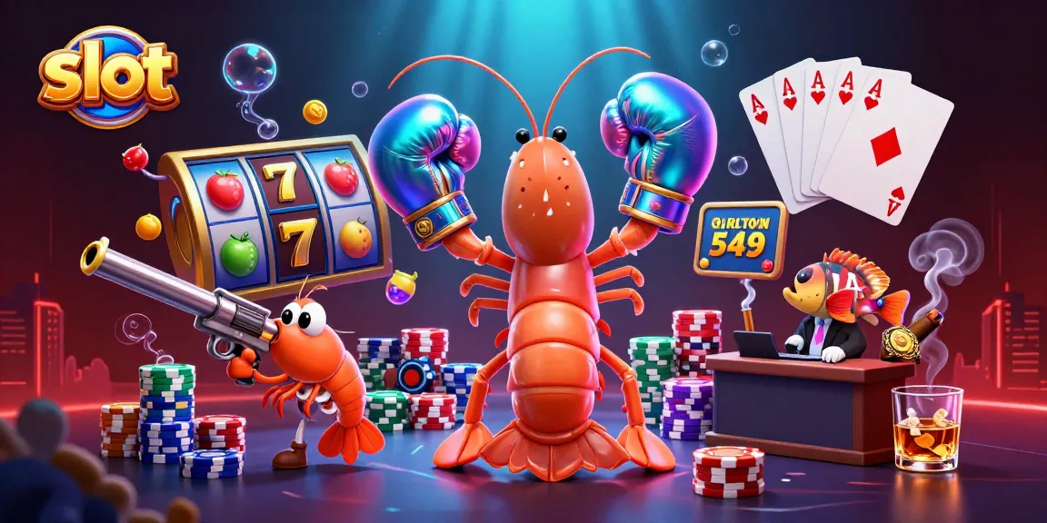 Mengunggulkan slot yang menyenangkan dengan karakter kartun udang mantis, simbol slot, dan efek visual menarik.