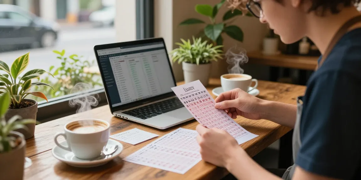 Barista menganalisis pola nomor rejeki di kafe yang nyaman dengan kopi dan catatan angka keberuntungan.