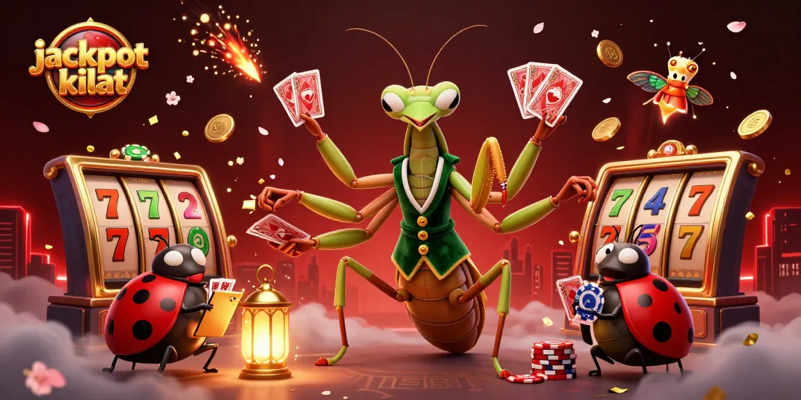 Experience jackpot kilat thrills with animated characters in a vibrant casino illustration.