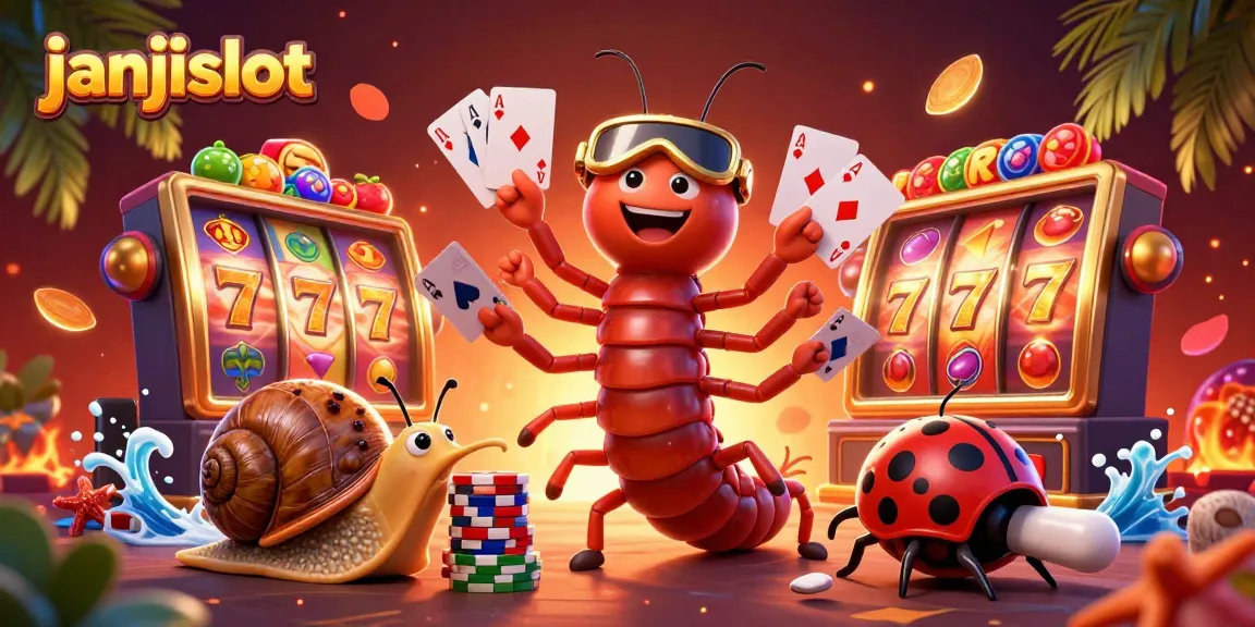 Experience the thrill of janjislot with 3D characters and vibrant slot elements in an exciting casino scene.