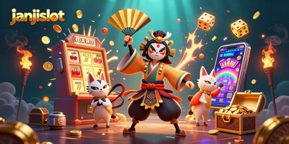 Spin the janjislot jackpot with vibrant 3D characters and casino elements exploding with excitement!
