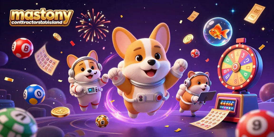 Engage with masonrycontractorstatenisland, as a corgi explores a cosmic casino with vibrant lottery elements.