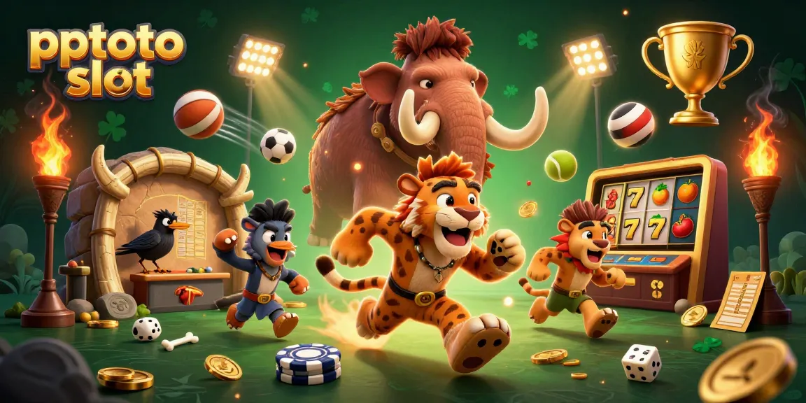 Mengakses pptoto slot dengan simbol buah berkilau dan jackpot yang menarik dalam lingkungan kasino prasejarah.