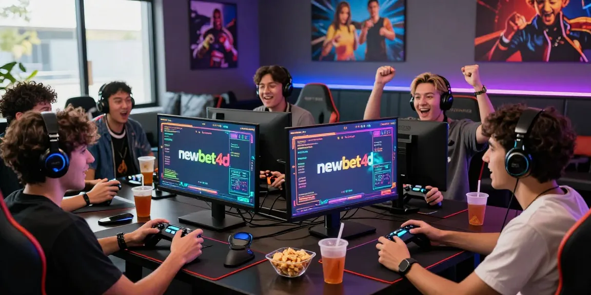 Dynamic gaming scene featuring players engaged with newbet4d, highlighting excitement in a modern lounge.