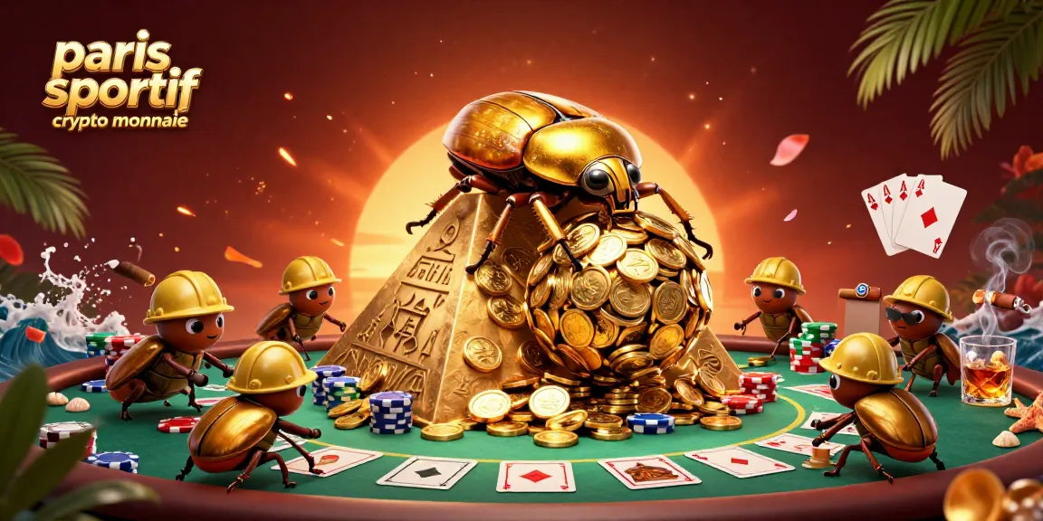 Pariez avec des cryptomonnaies au cœur d'une scène dynamique de paris sportif en cryptomonnaie, entouré de symboles de casino.