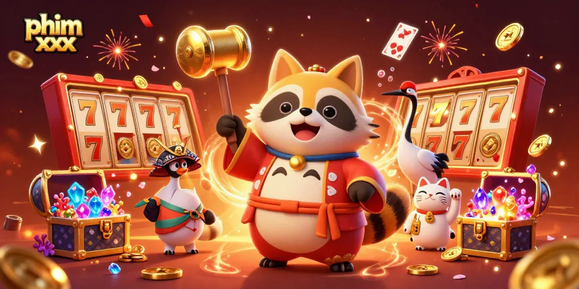 Engage with exciting gameplay in the vibrant scene of phim xxx featuring a tanuki and fortune cats.