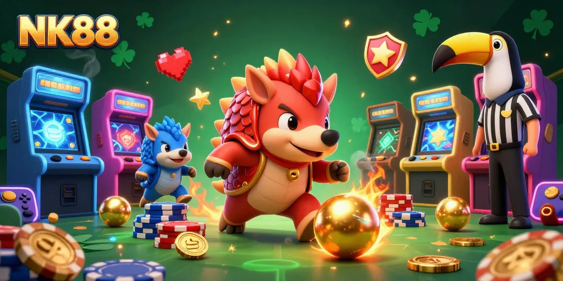 Engage with NK88 and experience the vibrant casino atmosphere featuring rival pangolins in a dynamic gaming scene.
